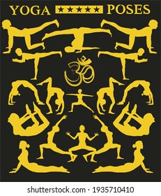 Yoga poses graphic design vector art