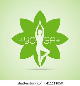 yoga poses in heart with hug hand concept Vector illustration