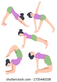 yoga poses. home practice. girl leads an active lifestyle