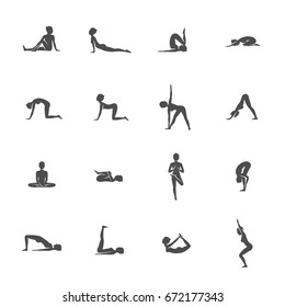 Yoga poses icon set