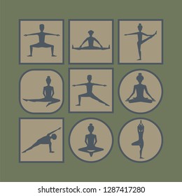 yoga poses icon set. vector illustration