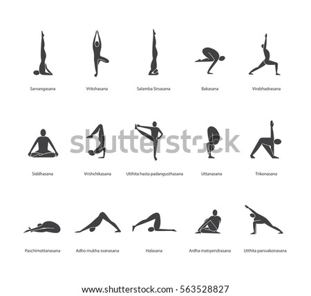Yoga Poses Icons Set Yoga Asanas Stock Vector (Royalty ...