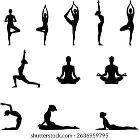 Yoga poses illustration for Yoga Day templates