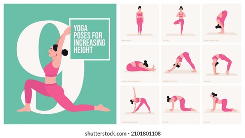 Yoga poses For increasing height. Young woman practicing Yoga poses. 