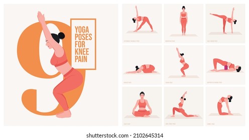 Yoga poses For Knee Pain. Young woman practicing Yoga poses. Woman workout fitness and exercises.