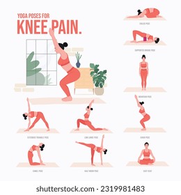 Yoga poses For Knee Pain. Young woman practicing Yoga pose. Woman workout fitness, aerobic and exercises.