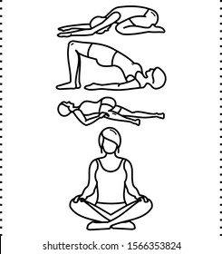 Yoga and poses line art icon 