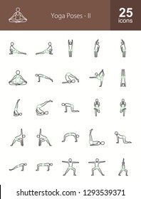 Yoga Poses Line Icons