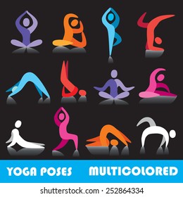 Yoga poses logo abstract people vector icons, part 1, multicolored series