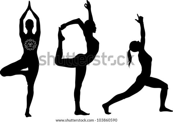 Yoga Posen Herren Des Tanzes Krieger Stock Vektorgrafik Lizenzfrei 103860590