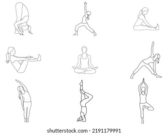 Yoga Poses Outline Vector Jpeg Png Stock Vector (Royalty Free ...