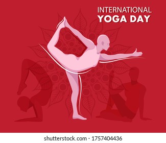 yoga poses poster in red background
