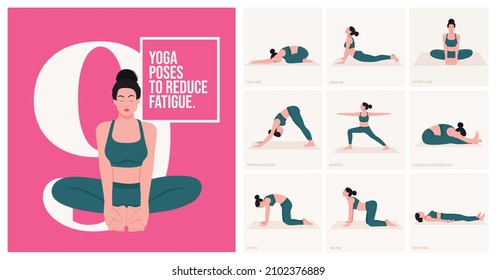 Yoga poses For Reduce Fatigue. Young woman practicing Yoga poses. Woman workout fitness and exercises.