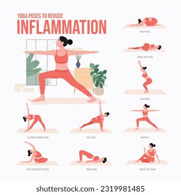 Yoga poses to reduce inflammation. Young woman practicing Yoga pose. Woman workout fitness, aerobic and exercises.