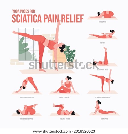 Yoga poses For Sciatica Pain Relief. Young woman practicing Yoga pose. Woman workout fitness, aerobic and exercises.