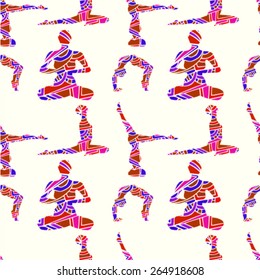 Yoga poses seamless pattern.