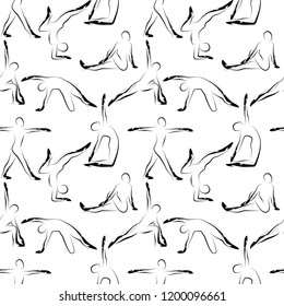 Yoga poses seamless vector pattern