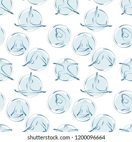 Yoga poses seamless vector pattern