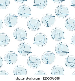 Yoga poses seamless vector pattern