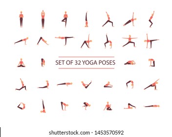 Yoga poses set. Flat style illustration