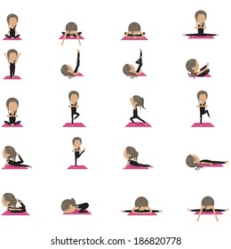 Yoga Poses Set - Isolated On White Background - Vector Illustration, Graphic Design Editable For Your Design