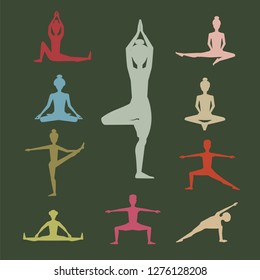 yoga poses set. vector illustration