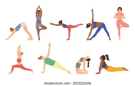 Yoga poses set. Vector illustration.