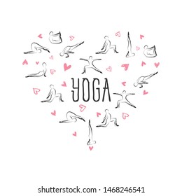 Yoga poses in shape of a circle.Ideal for greeting cards, wall decor, textile design and much more.