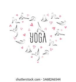 Yoga poses in shape of a circle.Ideal for greeting cards, wall decor, textile design and much more.