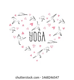 Yoga poses in shape of a circle.Ideal for greeting cards, wall decor, textile design and much more.