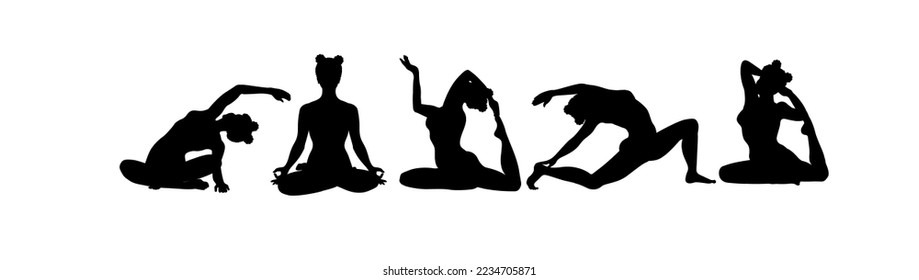 Yoga poses silhouette. Isolate on a white background. Vector illustration.