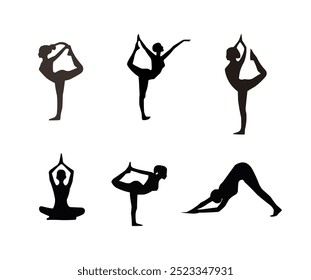 Yoga poses silhouette vector illustration