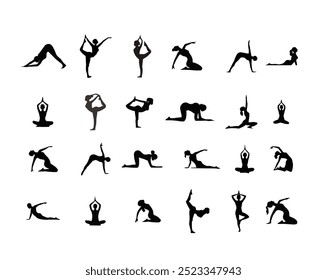 Yoga poses silhouette vector illustration