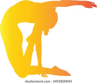 Yoga Poses Silhouettes in Gradient Colors. Flat Vector Illustration.