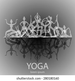 yoga poses silhouettes  vector body pose female art black