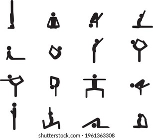 Yoga Poses Stick Figures Illustration Health Stock Vector (Royalty Free ...