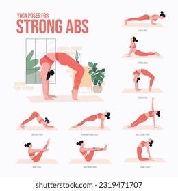 Yoga poses For Strong Abs. Young woman practicing Yoga pose. Woman workout fitness, aerobic and exercises