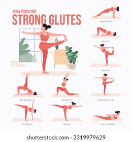 Yoga poses For strong glutes. Young woman practicing Yoga pose. Woman workout fitness, aerobic and exercises.