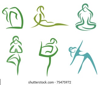 Yoga Poses Symbols Set Simple Lines Stock Vector (Royalty Free ...