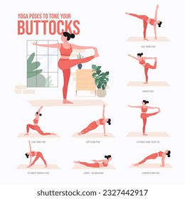 Yoga poses to Tone your Buttocks. Young woman practicing Yoga pose. Woman workout fitness, aerobic and exercises.