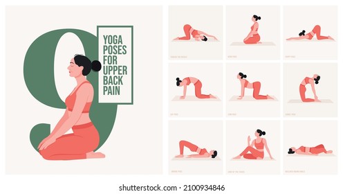 Yoga poses For Upper Back Pain. Young woman practicing Yoga poses. Woman workout fitness and exercises.