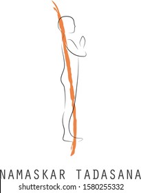 YOGA POSES VECTOR ILLUSTRATION NAMASKAR TADASANA MOUNTAIN POSE DESIGN