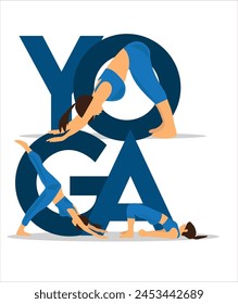  Yoga poses vector illustration. Yoga poses vector set. Hand drawing yoga pose icons
