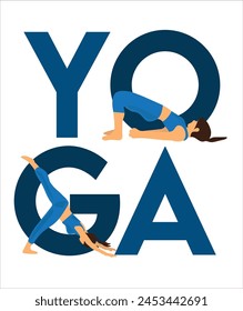  Yoga poses vector illustration. Yoga poses vector set. Hand drawing yoga pose icons
