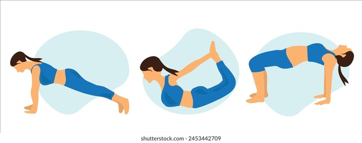  Yoga poses vector illustration. Yoga poses vector set. Hand drawing yoga pose icons