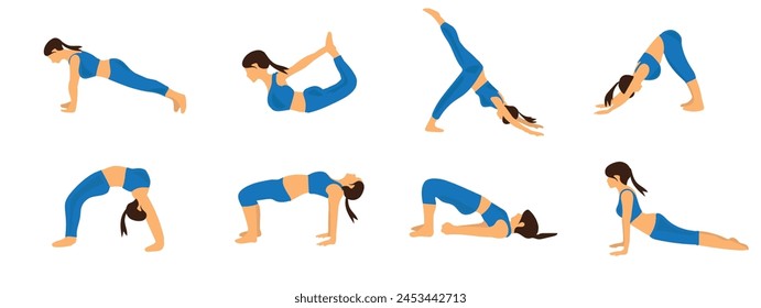  Yoga poses vector illustration. Yoga poses vector set. Hand drawing yoga pose icons