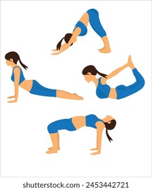  Yoga poses vector illustration. Yoga poses vector set. Hand drawing yoga pose icons
