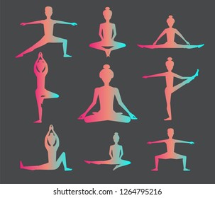 yoga poses. vector silhouette illustration