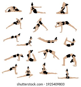 El yoga representa una práctica en el fondo blanco. Ilustración del vector