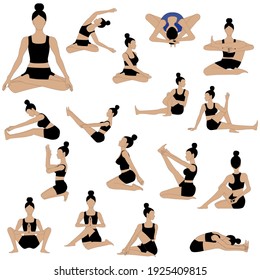 El yoga representa una práctica en el fondo blanco. Ilustración del vector